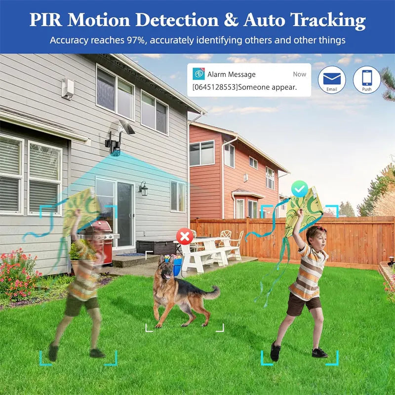 Solar Wireless Security Camera – 4K, Dual-Band WiFi, PIR AI Detection