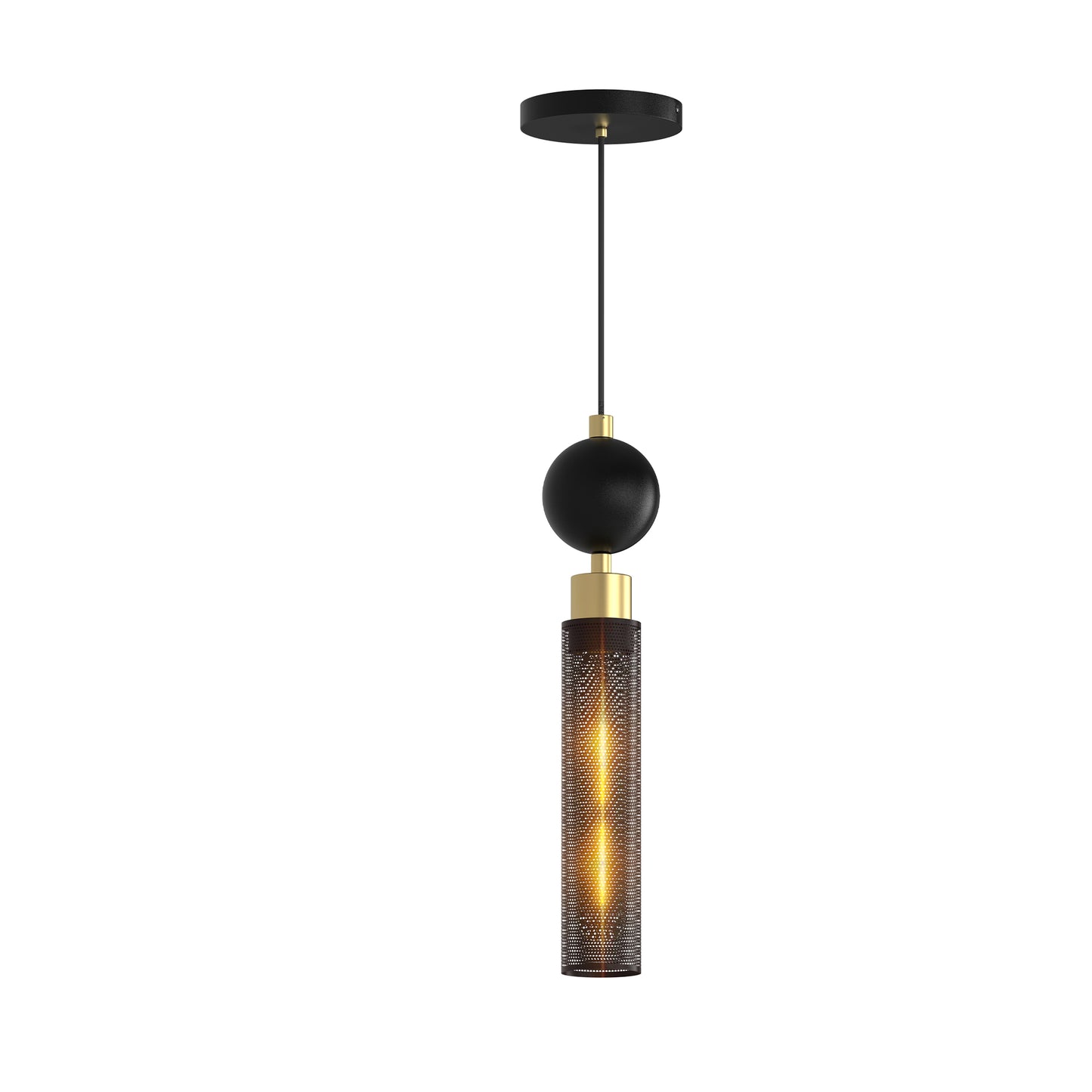 Matte Black Mesh Cylinder Pendant Light — Adjustable Cord — Set of 3