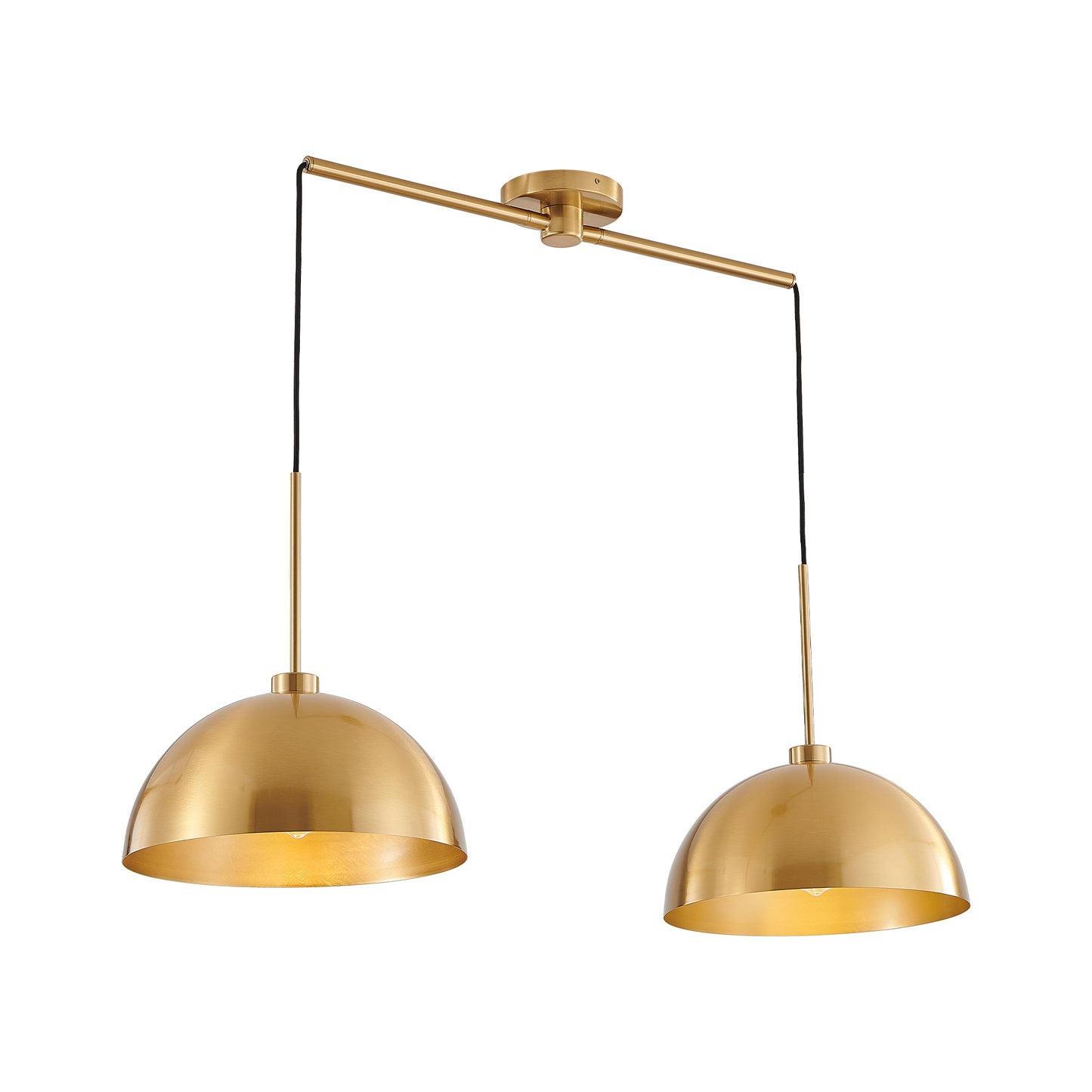 Brushed Copper Dome Double Chandelier — 2 Light — 41 Inch