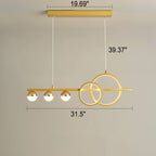 Dimensions of the ring and globe linear LED chandelier