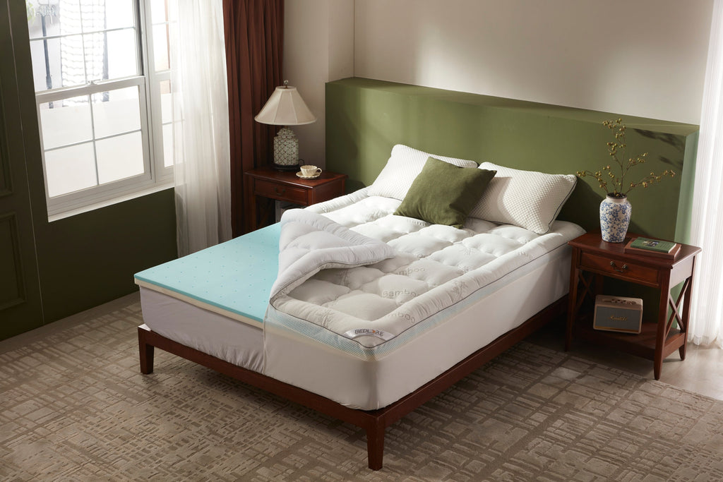 Cooling mattress topper rolled and compressed for shipping