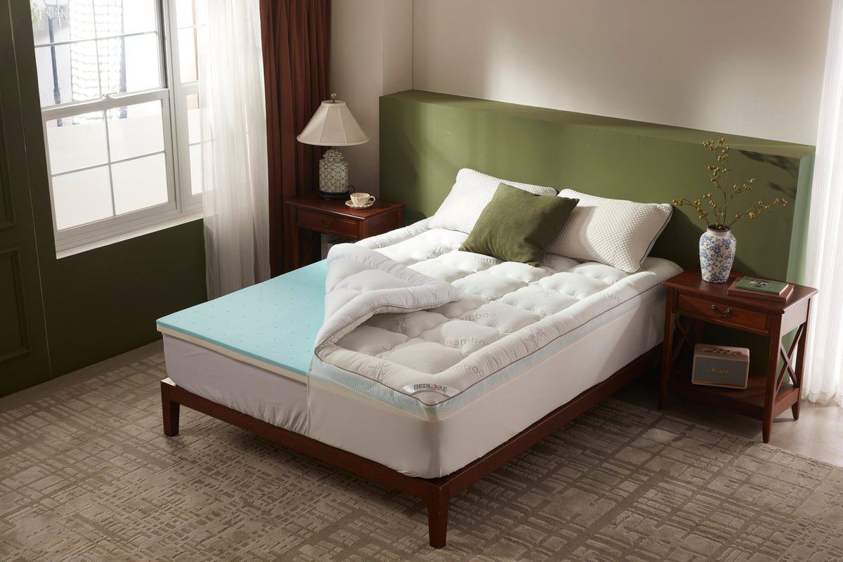 Cooling mattress topper rolled and compressed for shipping