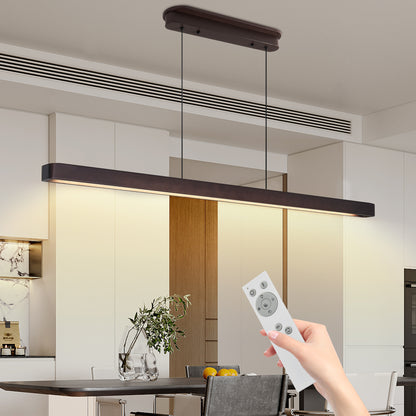 Walnut Linear LED Suspension Light — 51 Inch — Dimmable