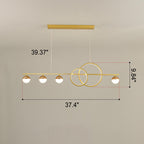 Dimensions of the ring and globe linear LED chandelier, medium size