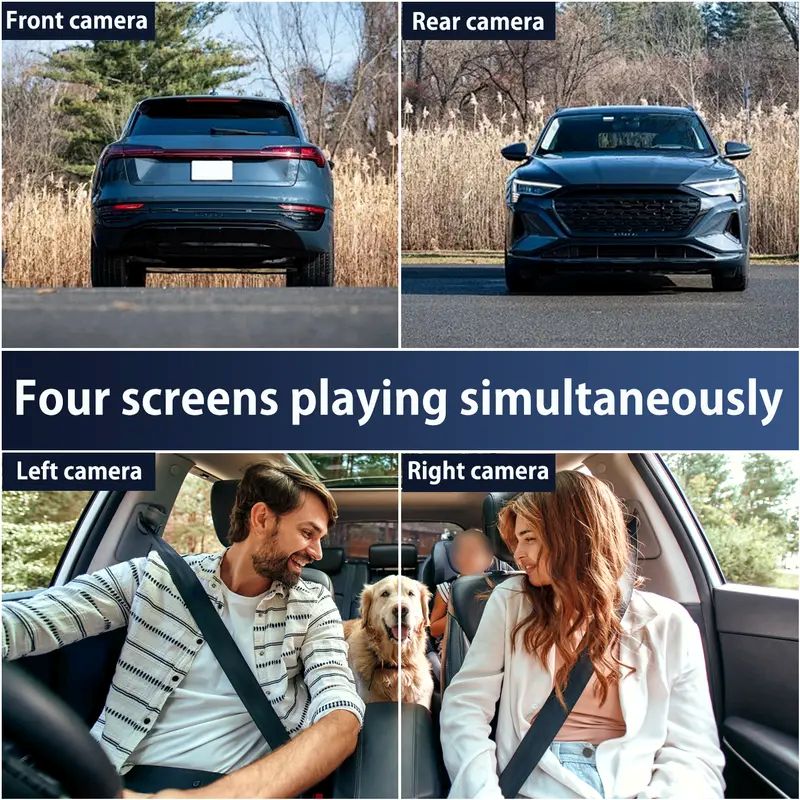 4 Channel Car Dash Cam | Full View Front Rear Side Camera System 1080P