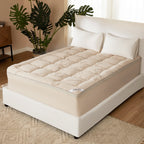 cooling gel memory foam mattress topper with plush pillow top, beige