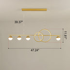 Dimensions of the ring and globe linear LED chandelier, large size