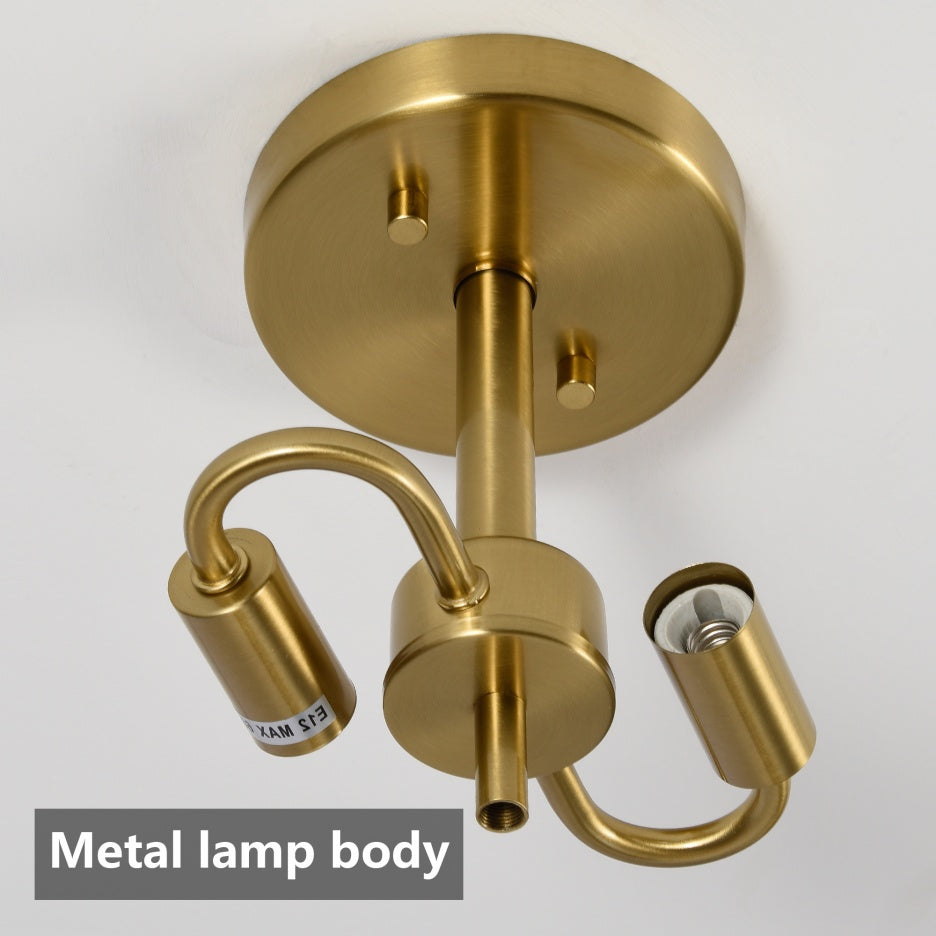 Gold Cracked Petal Glass Semi Flush Mount Ceiling Light — 2 Light — 16.5 Inch