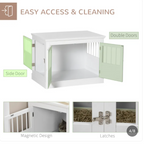 Dog Crate End Table – 31 Inch Side Table Kennel with 3 Doors for Small Dogs, White
