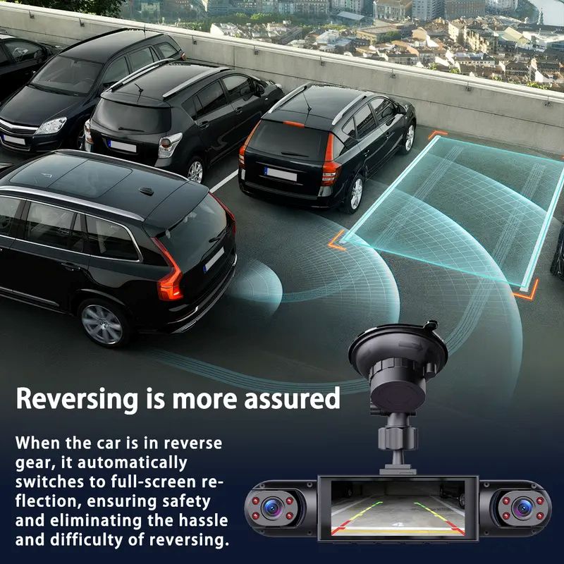 4 Channel Car Dash Cam | Full View Front Rear Side Camera System 1080P