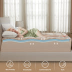 Skin-friendly, breathable cover of the memory foam mattress topper, beige