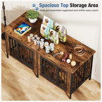 Double Dog Crate Furniture with Divider – 54 Inch TV Stand Kennel for 2 Small Dogs
