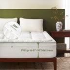 360 degree deep pocket wrap holding the cooling mattress topper on the mattress, white