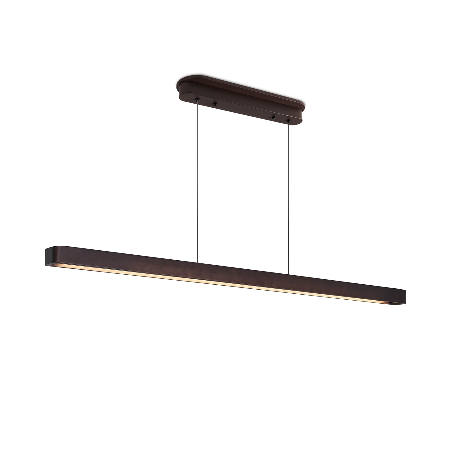 Walnut Linear LED Suspension Light — 51 Inch — Dimmable