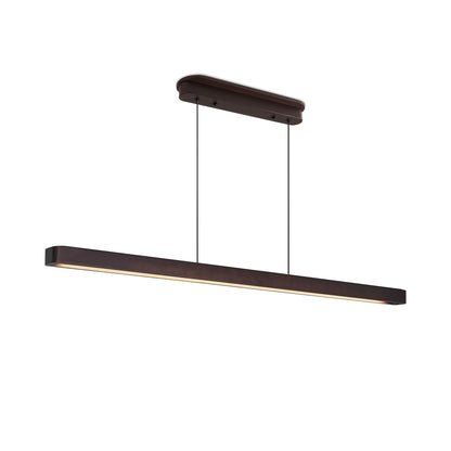 Walnut Linear LED Suspension Light — 51 Inch — Dimmable