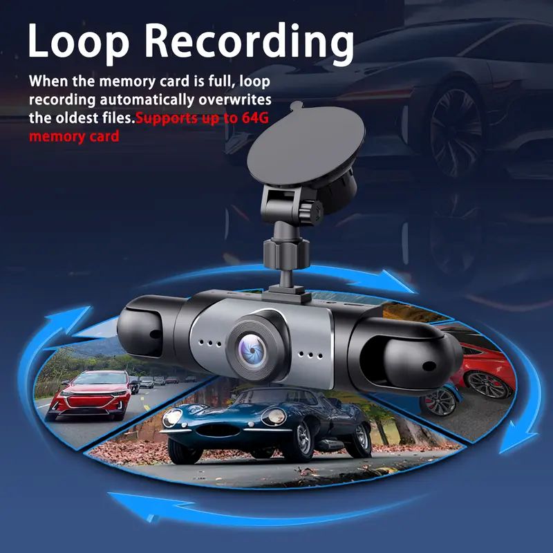 4 Channel Car Dash Cam | Full View Front Rear Side Camera System 1080P