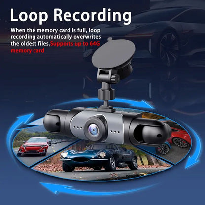 4 Channel Car Dash Cam | Full View Front Rear Side Camera System 1080P