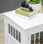 Dog Crate End Table – 31 Inch Side Table Kennel with 3 Doors for Small Dogs, White