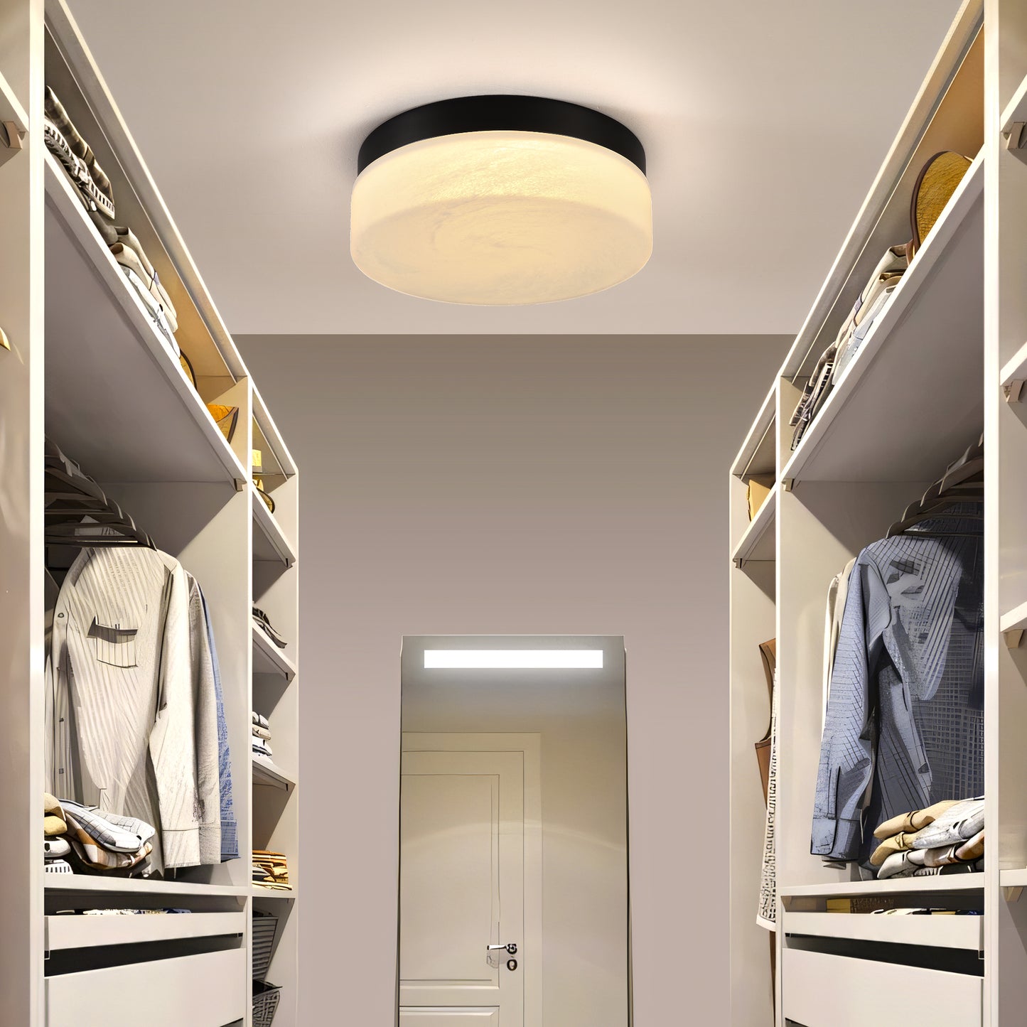 Matte Black Round LED Flush Mount Ceiling Light — 24W — 12 Inch
