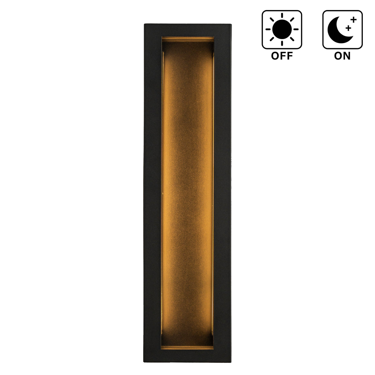 Modern Outdoor LED Wall Light with Dusk to Dawn Sensor Matte Black 20 Inch Wall Sconce