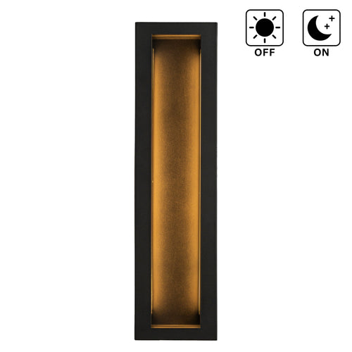 Modern Outdoor LED Wall Light with Dusk to Dawn Sensor Matte Black 20 Inch Wall Sconce