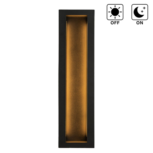 Modern Outdoor LED Wall Light with Dusk to Dawn Sensor Matte Black 20 Inch Wall Sconce