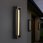 Modern Outdoor LED Wall Light with Dusk to Dawn Sensor Matte Black 20 Inch Wall Sconce