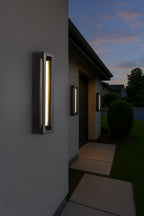 Modern Outdoor LED Wall Light with Dusk to Dawn Sensor Matte Black 20 Inch Wall Sconce