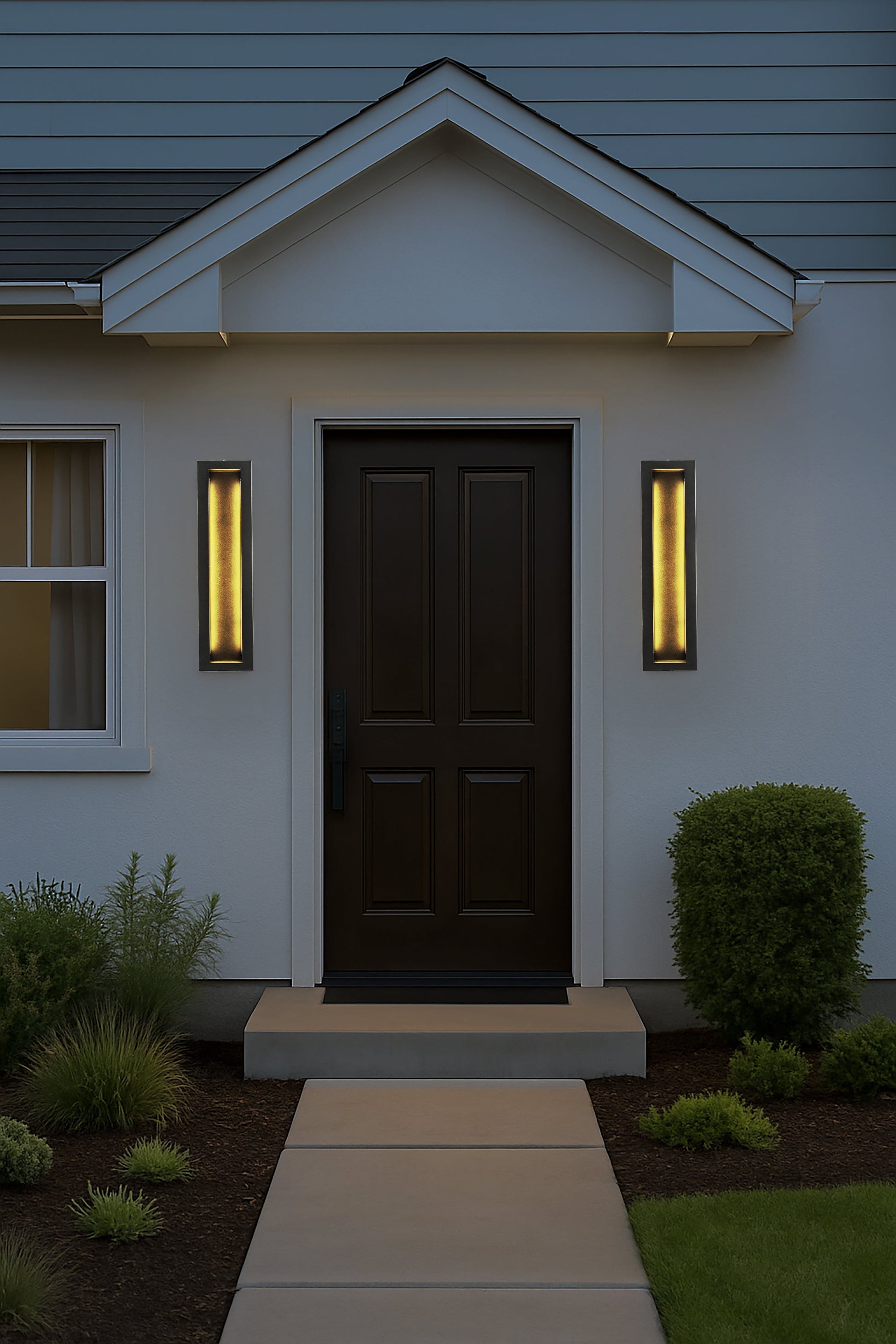 Modern Outdoor LED Wall Light with Dusk to Dawn Sensor Matte Black 20 Inch Wall Sconce