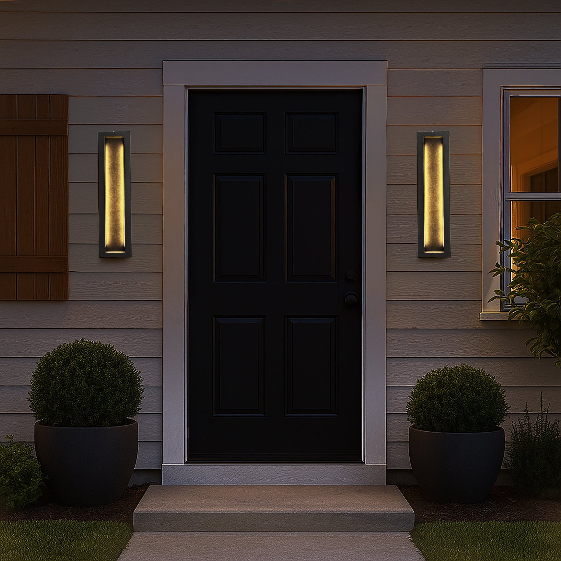 Modern Outdoor LED Wall Light with Dusk to Dawn Sensor Matte Black 20 Inch Wall Sconce