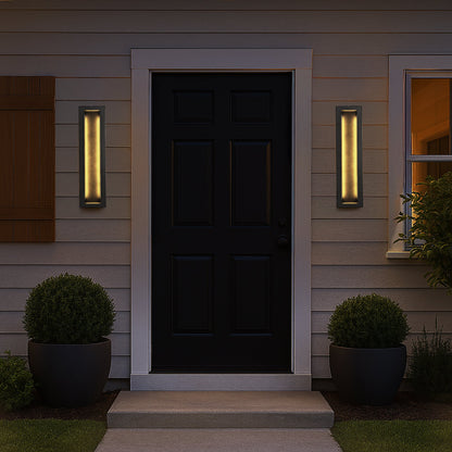 Modern Outdoor LED Wall Light with Dusk to Dawn Sensor Matte Black 20 Inch Wall Sconce