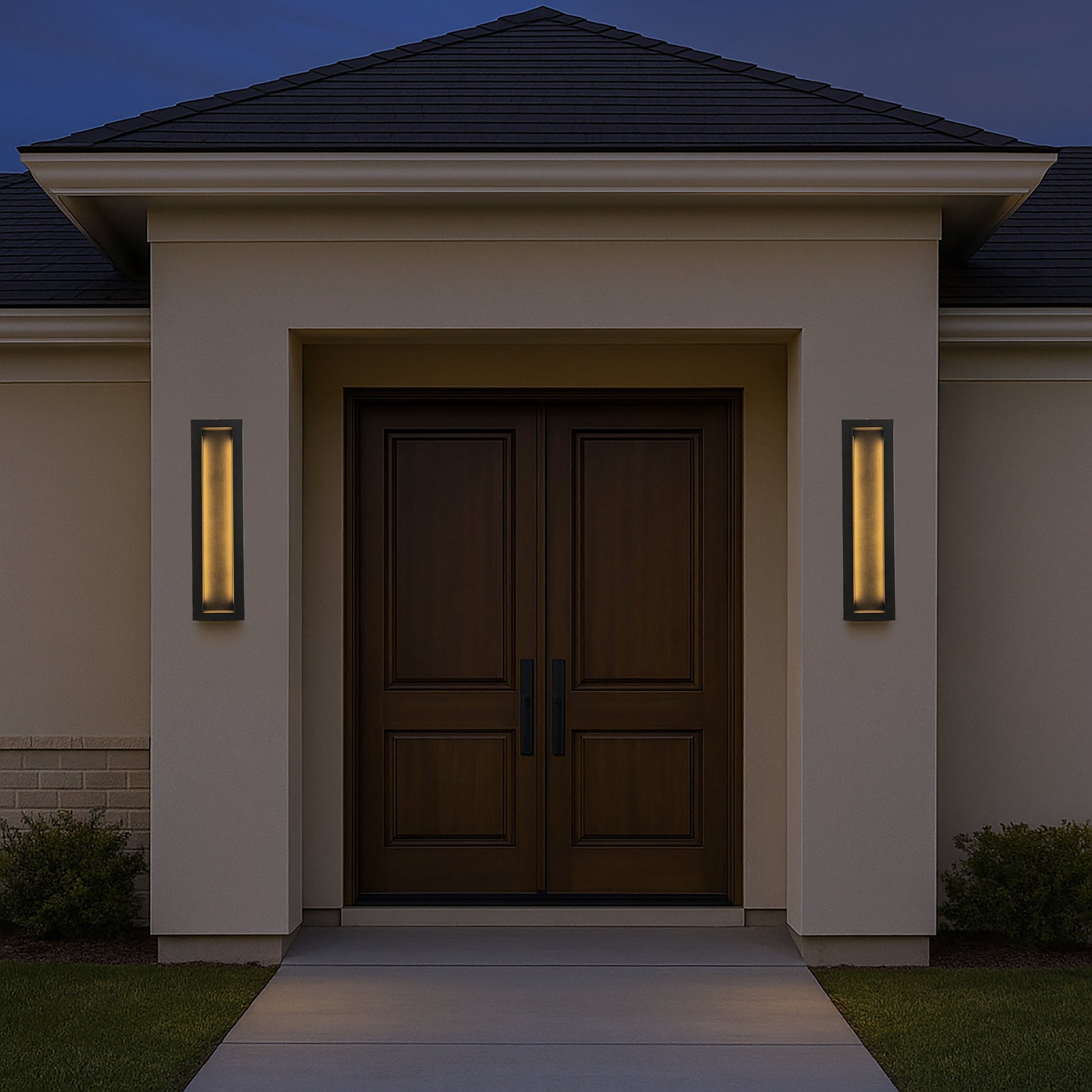 Modern Outdoor LED Wall Light with Dusk to Dawn Sensor Matte Black 20 Inch Wall Sconce