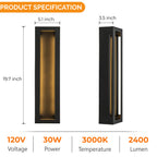 Modern Outdoor LED Wall Light with Dusk to Dawn Sensor Matte Black 20 Inch Wall Sconce