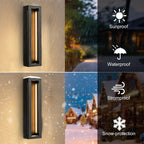 Modern Outdoor LED Wall Light with Dusk to Dawn Sensor Matte Black 20 Inch Wall Sconce