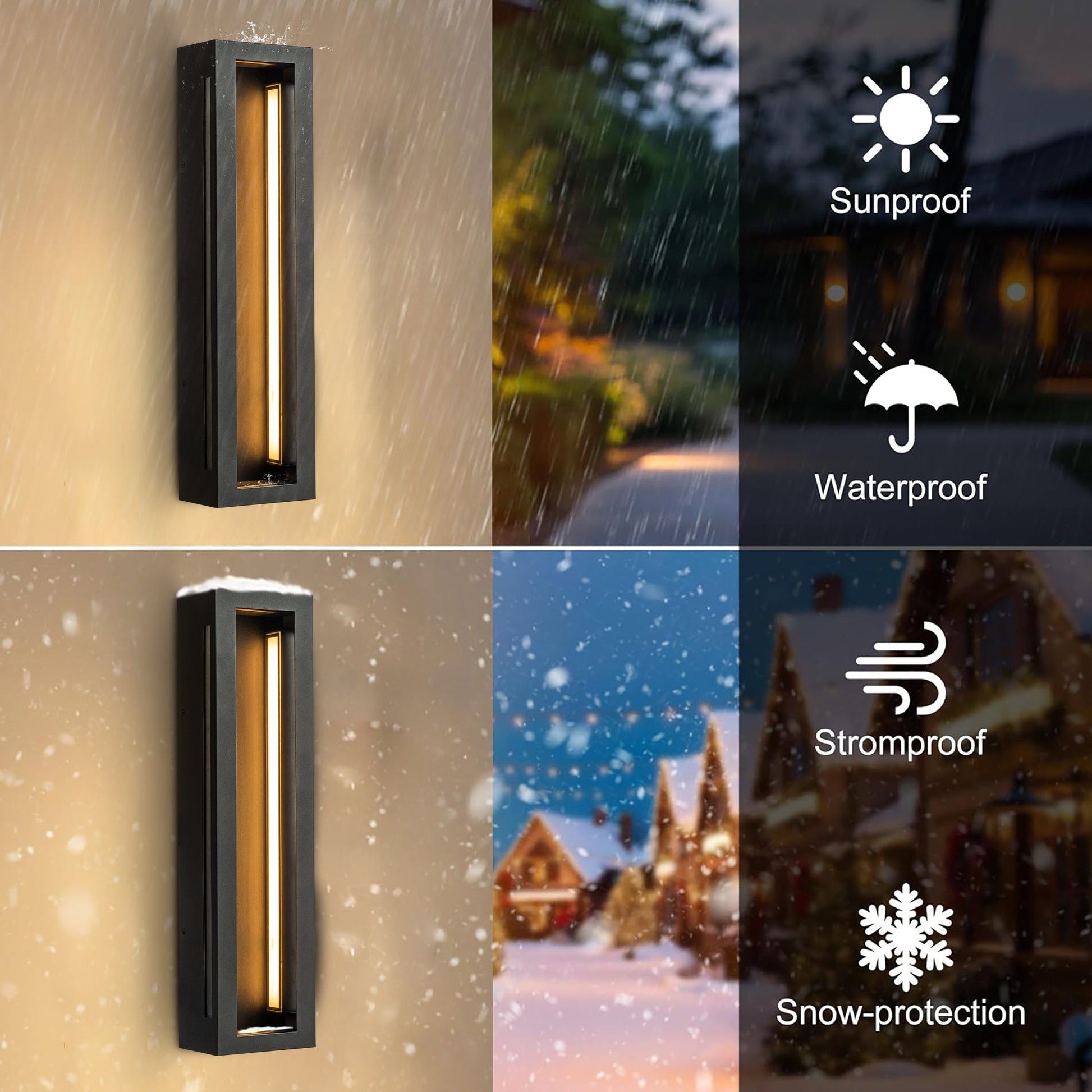 Modern Outdoor LED Wall Light with Dusk to Dawn Sensor Matte Black 20 Inch Wall Sconce