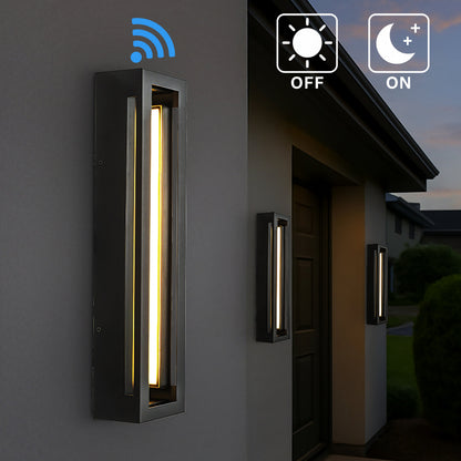 Modern Outdoor LED Wall Light with Dusk to Dawn Sensor Matte Black 20 Inch Wall Sconce