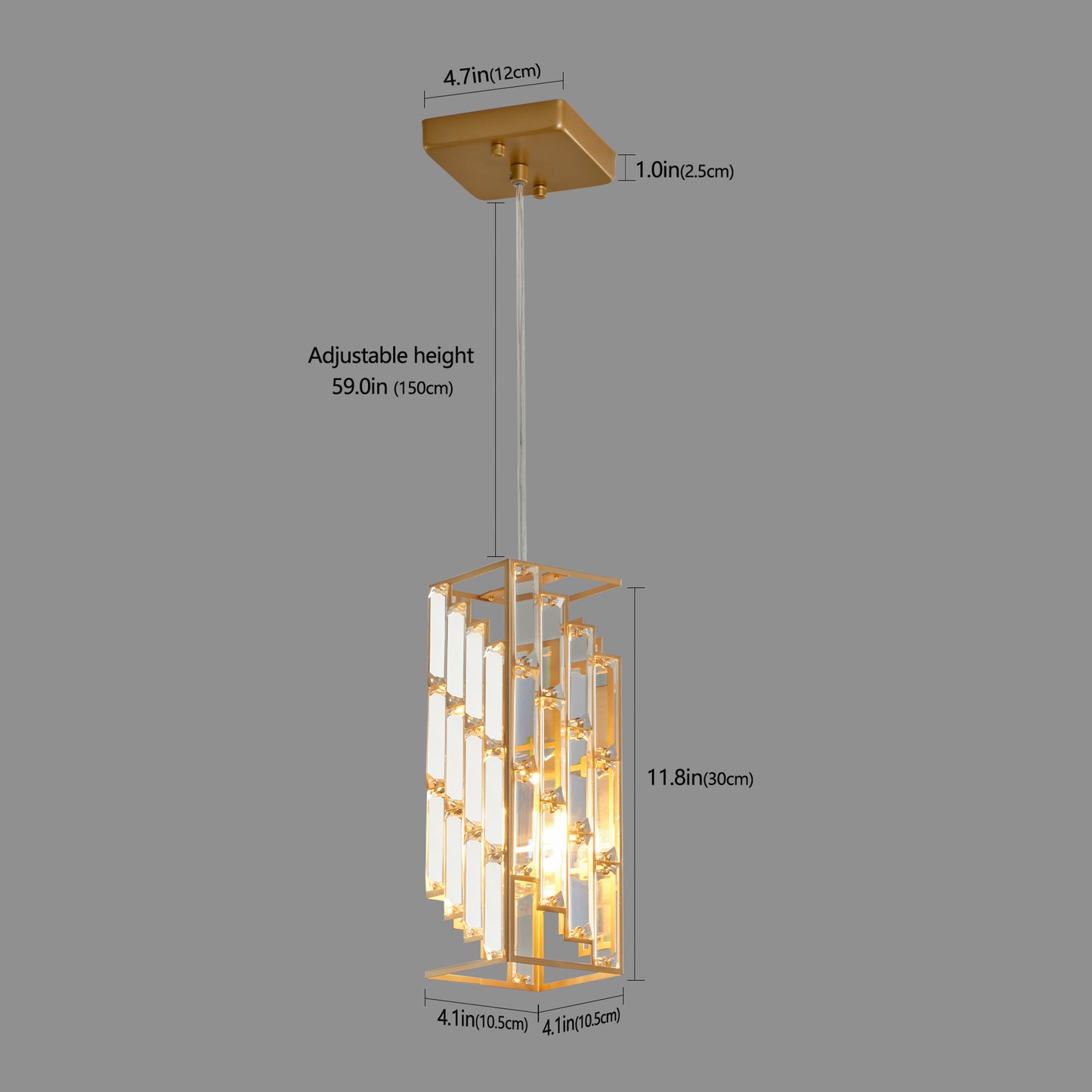 Gold Crystal Prism Pendant Light Set of 3 – Modern Kitchen Island Hanging Lights, Adjustable Height