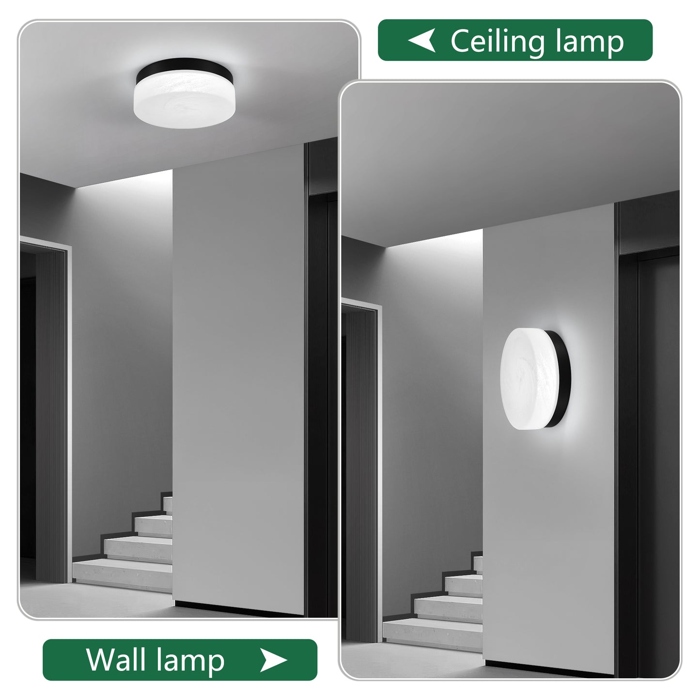Matte Black Round LED Flush Mount Ceiling Light — 24W — 12 Inch