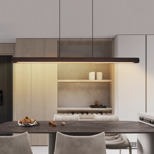Walnut Linear LED Suspension Light — 51 Inch — Dimmable