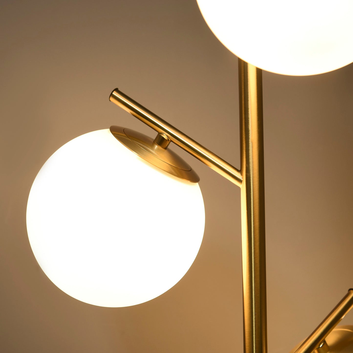 Gold Tree Floor Lamp — 3 Light Globe Shades — 66.5 Inch