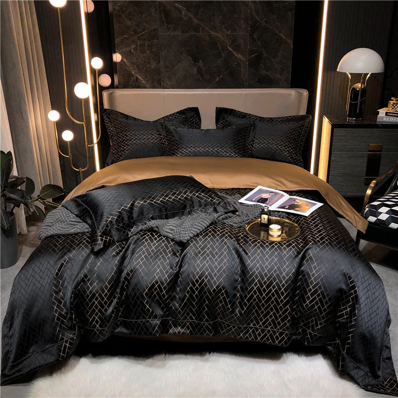 Amira Egyptian Cotton Jacquard 1000TC Duvet Cover Set King Queen Luxury Bedding