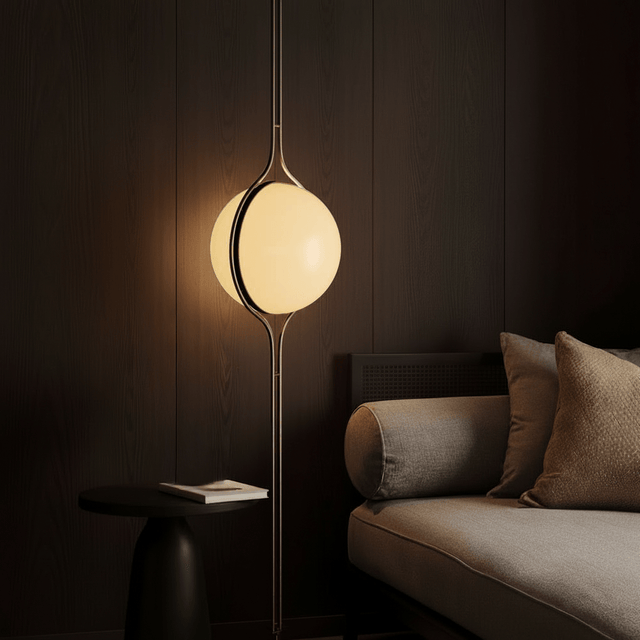 Cream Orb Floor-to-Ceiling Lamp – Soft Ambient LED Standing Light (Modern Decorative Lighting)