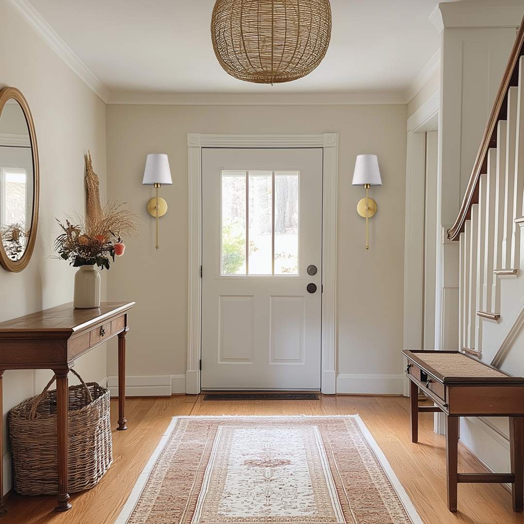 Wireless wall sconces in an entry hall, no electrician needed