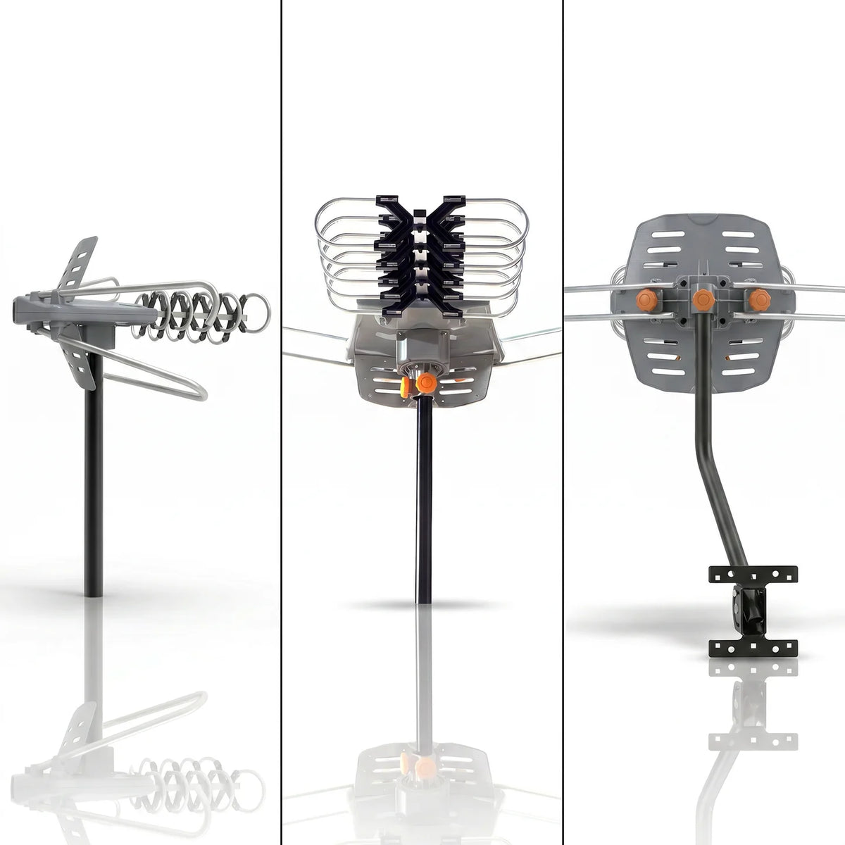250 Miles Outdoor Digital Amplified HDTV Antenna, Motorized 360° Rotation W/ Pole