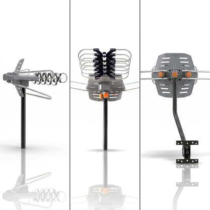 250 Miles Outdoor Digital Amplified HDTV Antenna, Motorized 360° Rotation W/ Pole