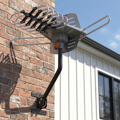 250 Miles Outdoor Digital Amplified HDTV Antenna, Motorized 360° Rotation W/ Pole