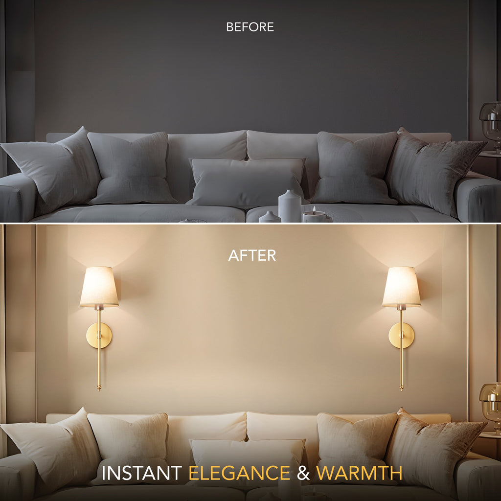 Wireless wall sconce mounted beside a bed as a bedside reading light