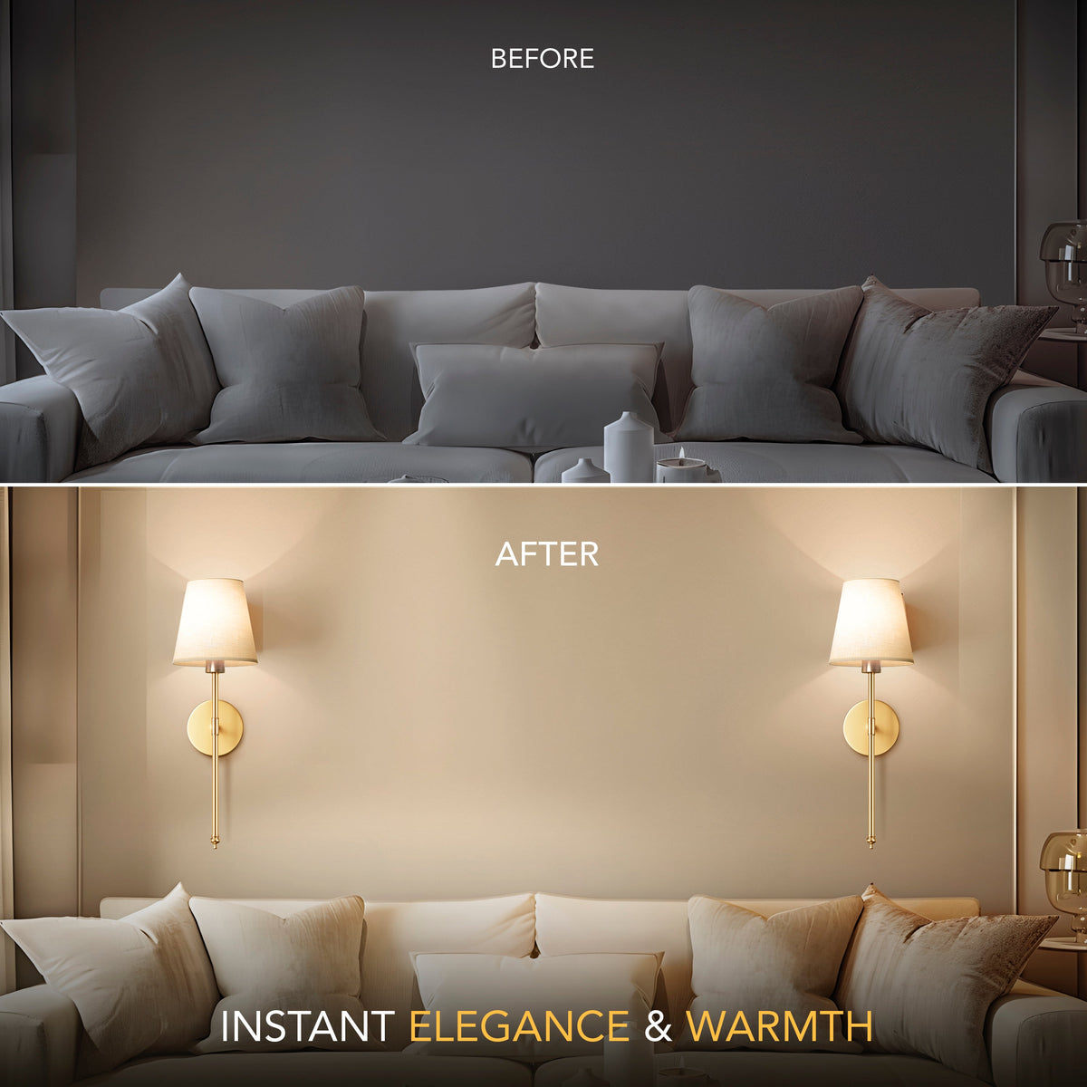 Wireless wall sconce mounted beside a bed as a bedside reading light