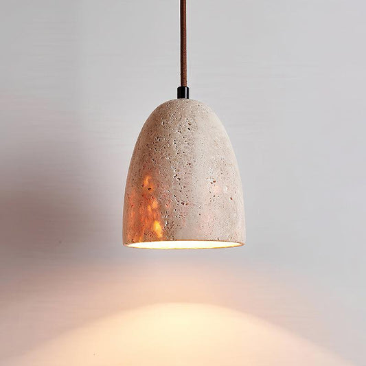 Travertine Stone Pendant Light – Modern Minimal Hanging Ceiling Lamp for Kitchen Island & Dining Room