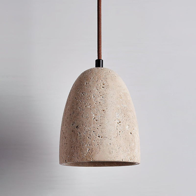 Travertine Stone Pendant Light – Modern Minimal Hanging Ceiling Lamp for Kitchen Island & Dining Room